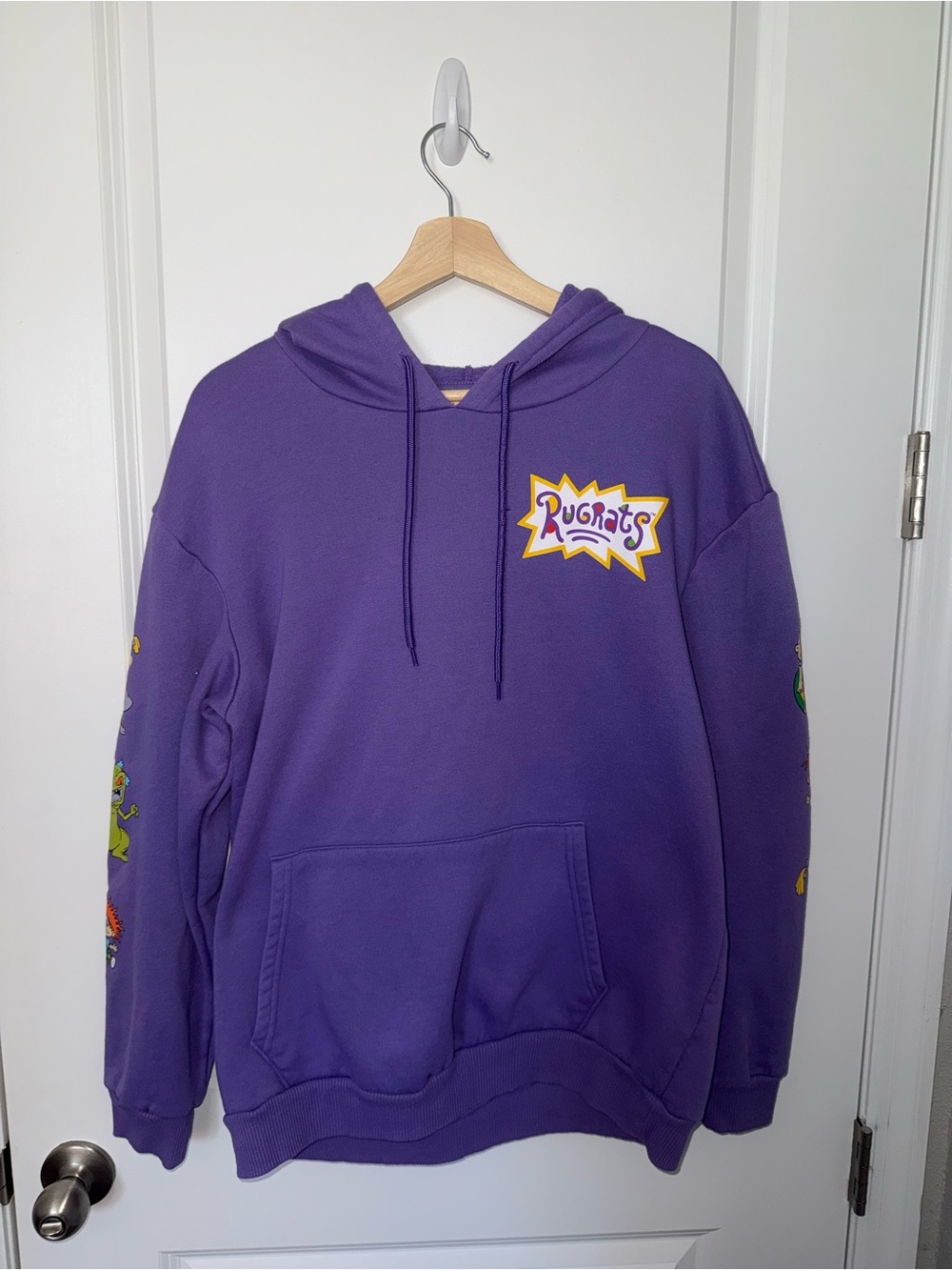 Nickelodeon Rugrats Rollin’ Deep Purple Graphic Hoodie Reptar Size L